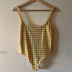 Yellow Gingham One Piece Swimsuit